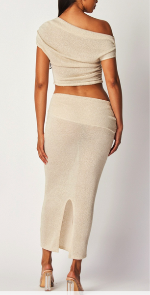 Soft Sheer Knit Set, Long Skirt Set