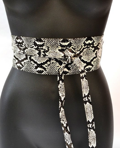 Snake-Skin Print Wrap Belt