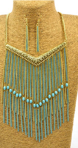 Fringe Teal Necklace Set