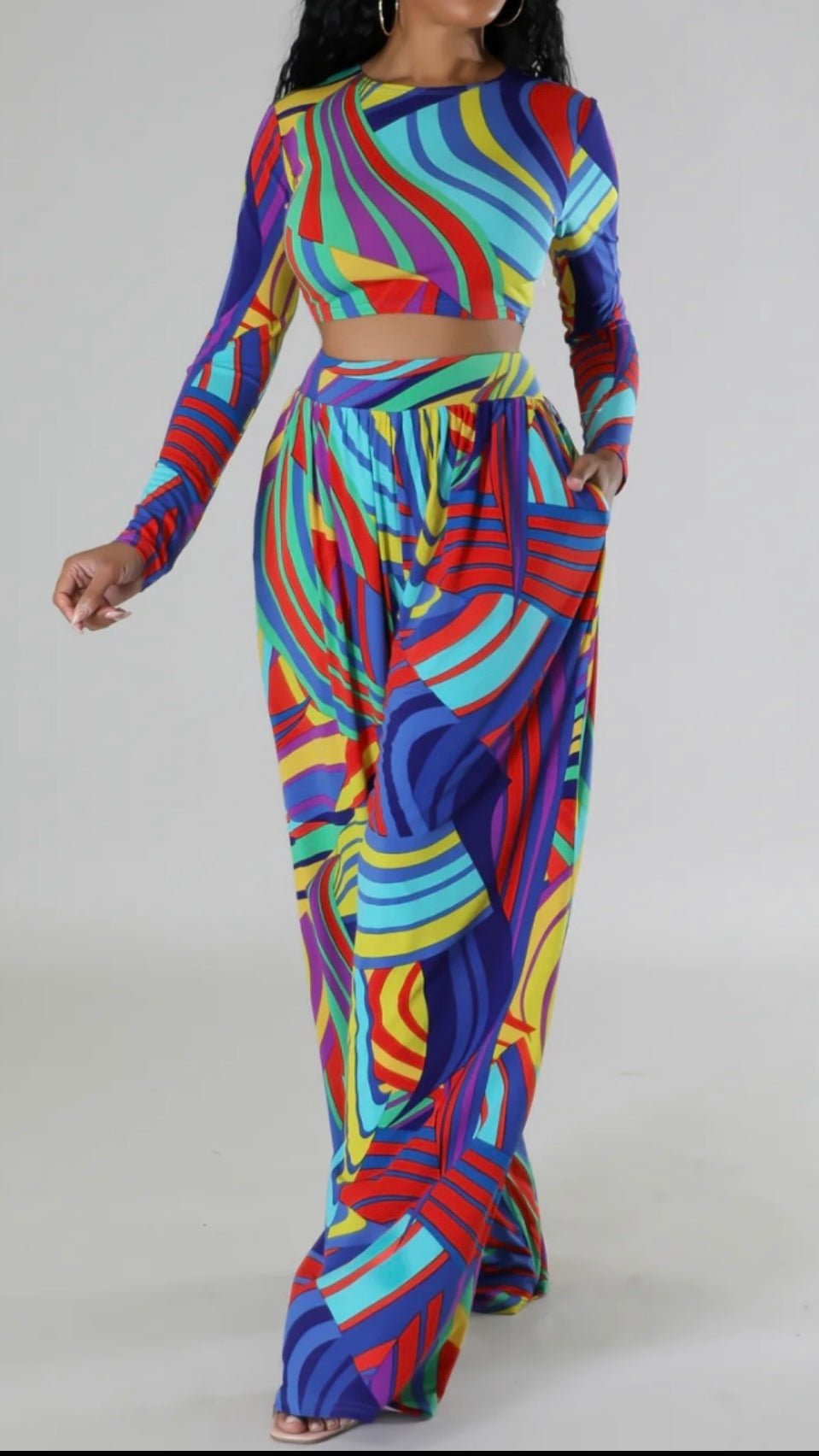 Multi Color Crop Top 2pc Set