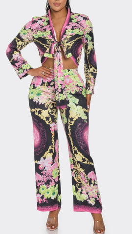 Pink/blk print Set