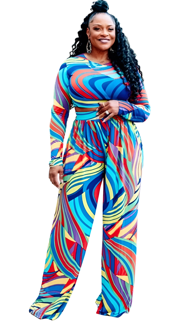 Multi Color Crop Top 2pc Set