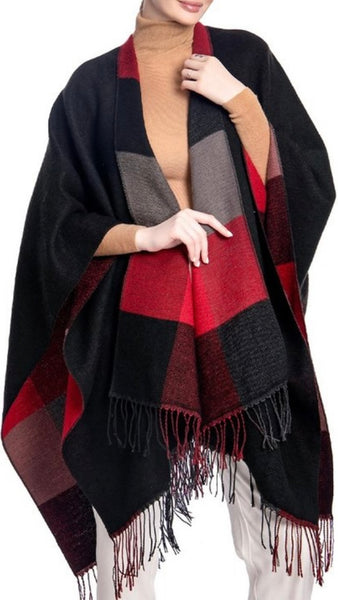 Reversible Poncho Red/Blk