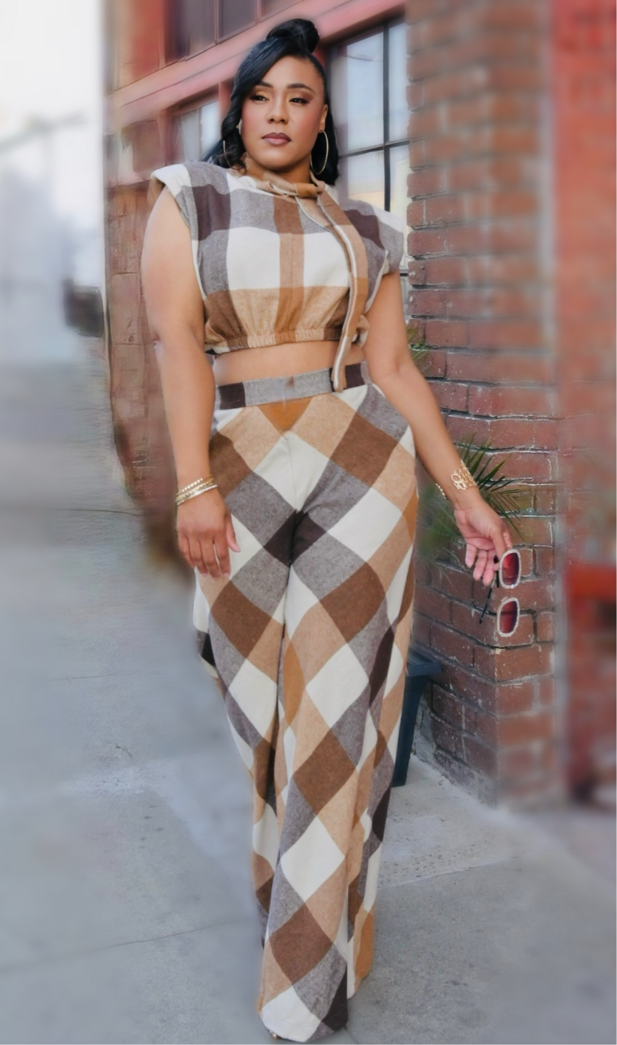 Plaid Brown Set