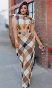 Plaid Brown Set