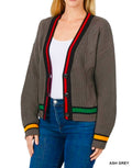 Cozy Letty Trim Cable Knit Cardi.