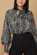 Printed Bodysuit w/ Neck Tie