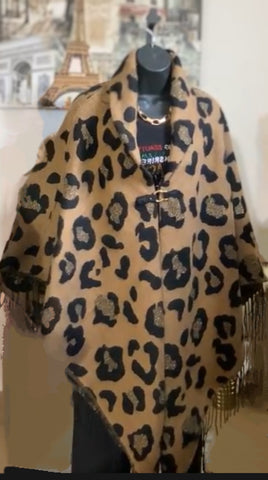 Cheetah Print Poncho