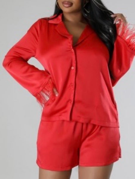 2pc Sateen Short Set