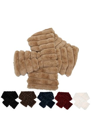 Bubble Fluffy Fur Crossover Insert Stole Scarf