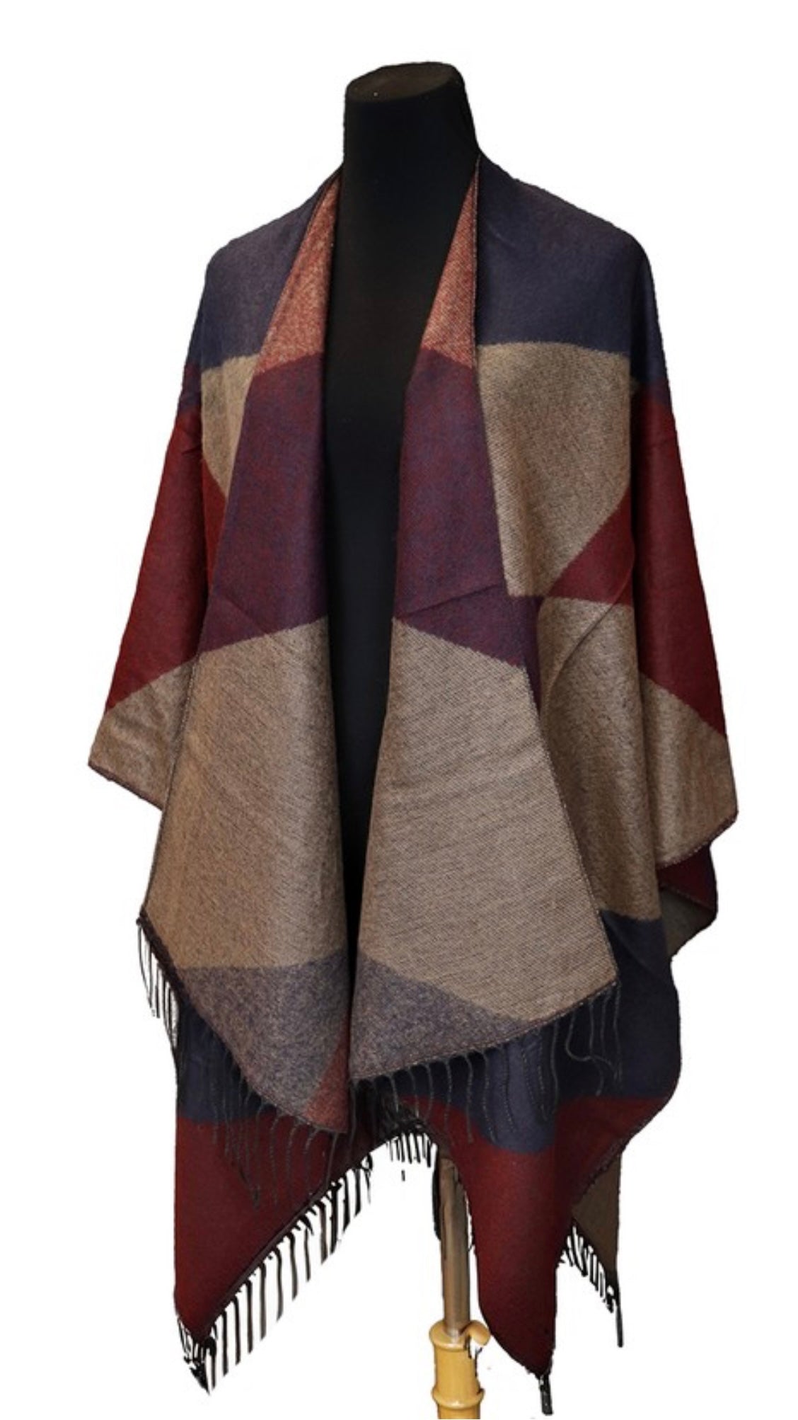 Color Block Oversized Ruana Poncho