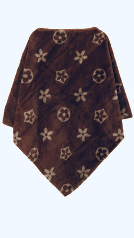 Geometric Pattern Faux Fur Poncho
