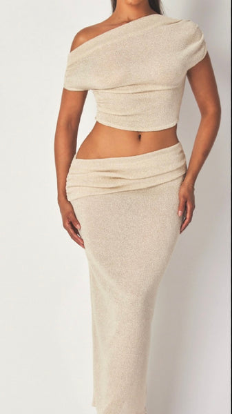 Soft Sheer Knit Set, Long Skirt Set