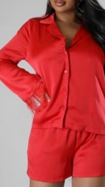 2pc Sateen Short Set