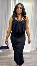 Black Halter Top Maxi Skirt Set