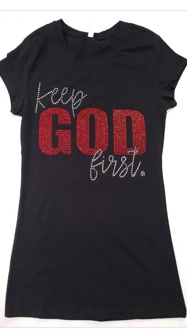 Bling Tee “Keep God First ”