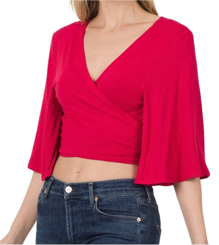LUXE Ready Red Wrap Cardigan