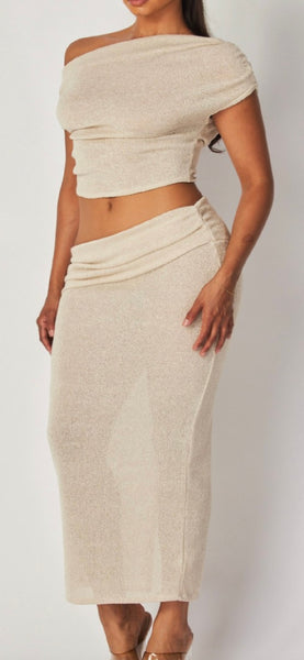 Soft Sheer Knit Set, Long Skirt Set