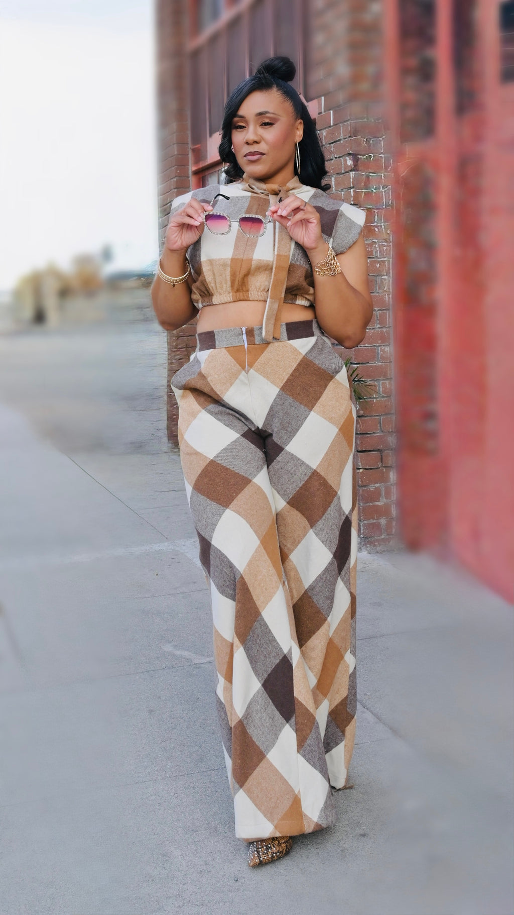 Plaid Brown Set