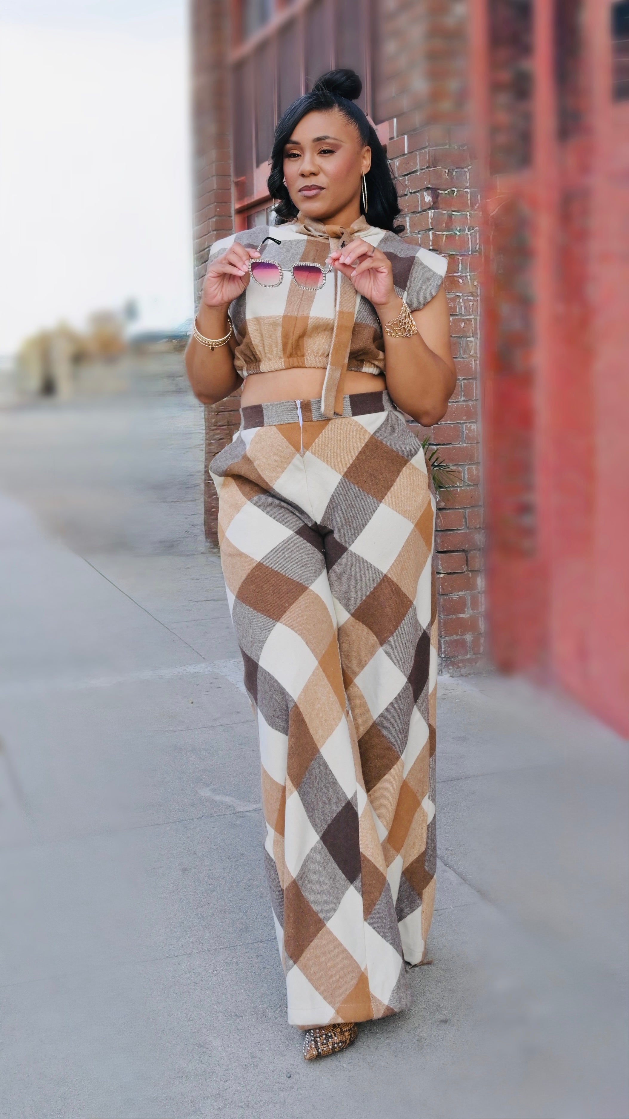 Plaid Brown Set
