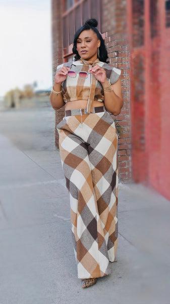 Plaid Brown Set