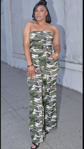 Camo Print Sleeveless Jumpsuit