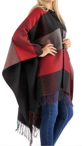 Reversible Poncho Red/Blk