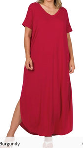 V-Neck Maxi Lounge Dress (Wine)