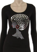 Bling Tee "Silver Natural Hair Afro Girl"