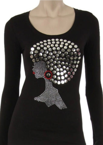Bling Tee "Silver Natural Hair Afro Girl"
