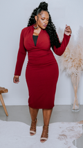 Deep V-Neck Burgundy Bodycon