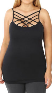 SEAMLESS TRIPLE CRISS-CROSS FRONT CAMI(Curvy)