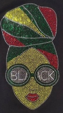 Bling Tee “Black Hair wrap” Blk