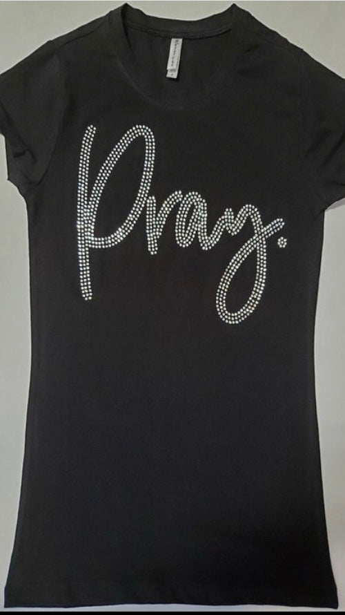 “Pray” Bling Tee Blk