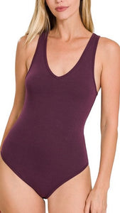 Plum V-neck Tank Bodyusuit