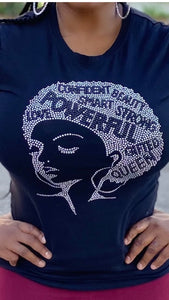 Bling Tee “Powerful Woman” Blk